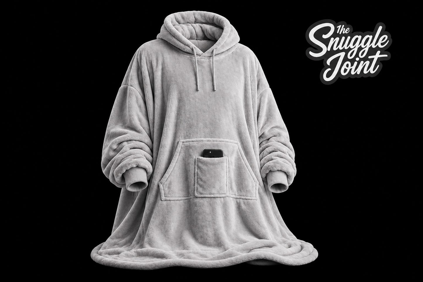 The Snuggle Joint Light Grey Blanket Hoody – Premium oversized wearable blanket hoodie with a soft fleece finish, hood and front pocket for everyday comfort.