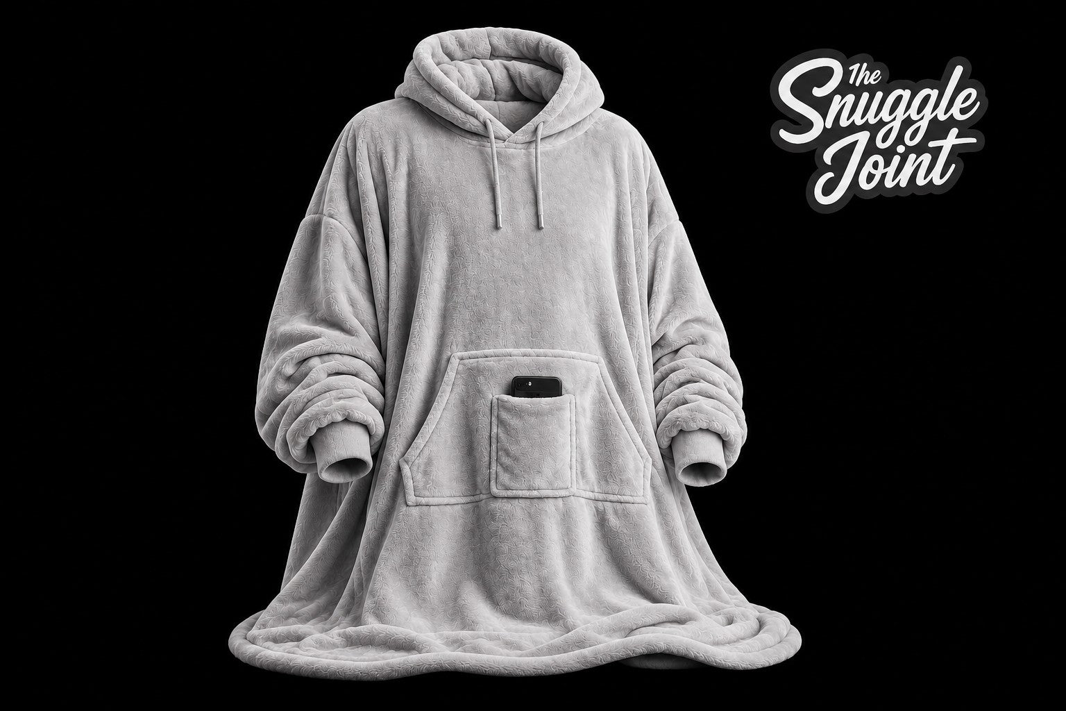 The Snuggle Joint Light Grey Blanket Hoody – Premium oversized wearable blanket hoodie with a soft fleece finish, hood and front pocket for everyday comfort.