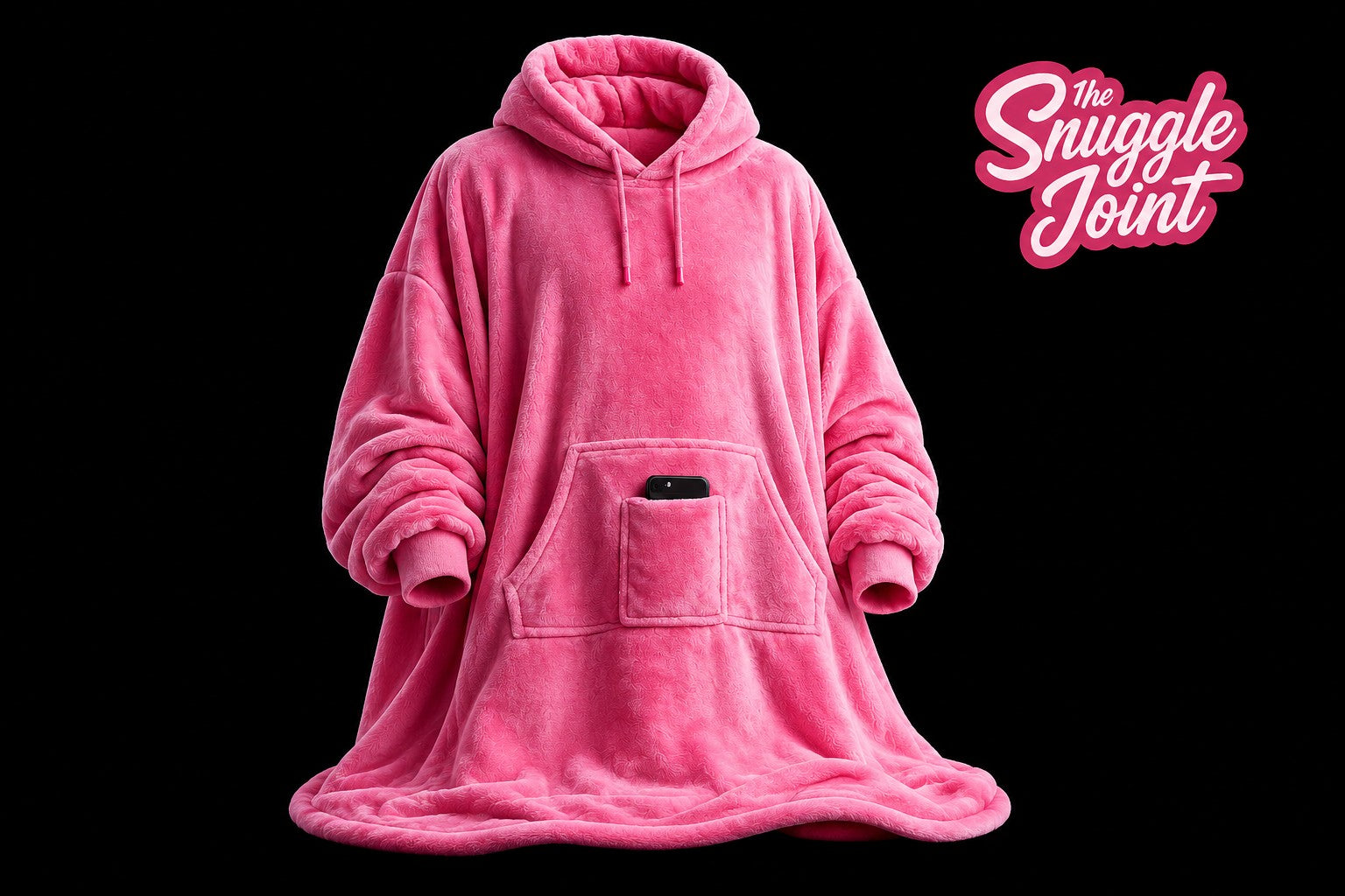 The Snuggle Joint Pink Blanket Hoody – Plush oversized wearable blanket hoodie in pink with a cozy hood and front pocket for ultimate winter comfort.